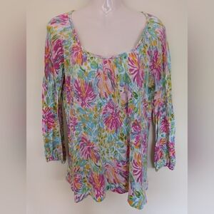 Lilly Pulitzer cotton knit floral print sweater small